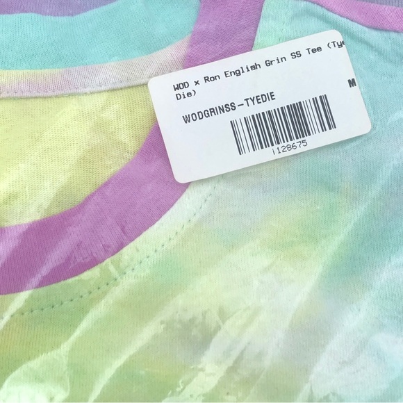 Ron English Popaganda Grin Rainbow Tie Dye Short Sleeve Smiley Face Tee Shirt M - Picture 3 of 4